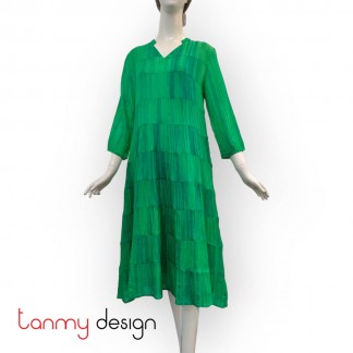 BRITTANIA green silk stripe dress